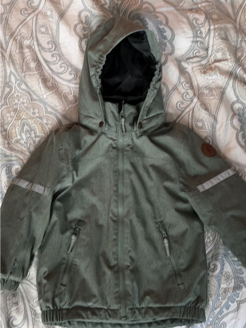 Polarn O Pyret Olive Green Hooded Winter Jacket Waterproof 3-4 Years